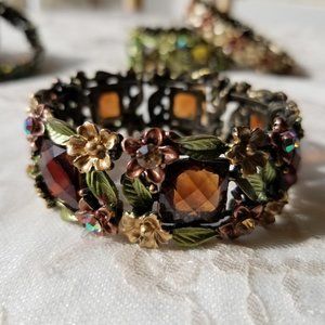 Floral, Metallic Bracelet, Adjustable
